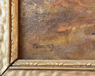 Framed antique 1887 oil painting signed by Tors