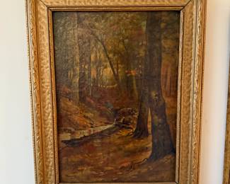 Framed antique 1887 oil painting signed by Tors