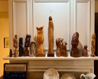 Artisan crafted, hand-carved wood sculptures