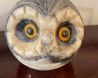 Alabaster stone big-eyed owl 