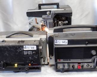 LOT OF 3 FILM PROJECTORS INCLUDING BOLEX SP8E, GAF 3000S, ELMO 16-CL
