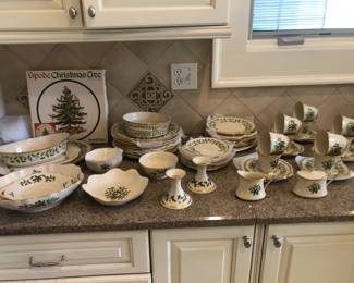 This is Lenox Christmas china along with a Spode platter