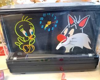Vintage Tweety Bird Clock. Black light.