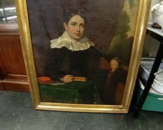 Large oil on canvas picture of a boy California, circa 1860-1940