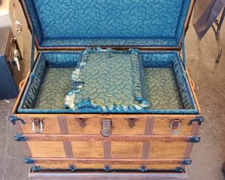 Large steamer trunk reconditioned and upholstered 