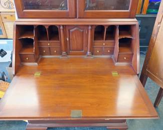 Henkel Harris John Hancock desk by Viriginia galleries made in Wild Black Cherry with keys and hidden compartments, and paperwork. AWESOME PIECE OF FURNITURE