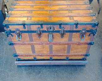 Large steamer trunk reconditioned and upholstered 