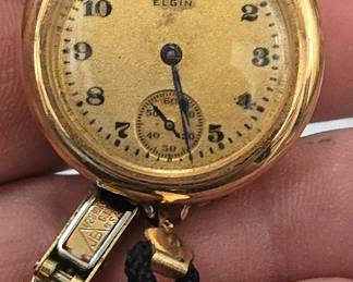 Elgin 14k solid gold pocket watch converted to wristwatch 