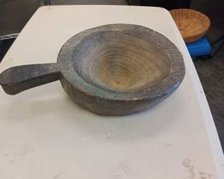 circa 1850 handmade grain bowl, with drain hole, awesome piece. 