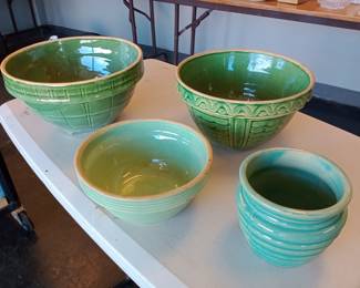 misc mixing bowls some yellowware, watt, etc