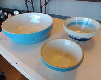 misc mixing bowls some yellowware, watt, etc