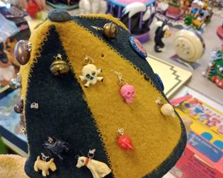 1940s felt beanie. With goodies