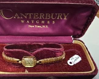 Canterbury watches 14k solid gold ladies wristwatch 