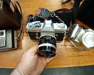 vintage canon 35mm camera and case 