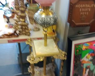 heavy brass and marble parlor lamp. awesome !!