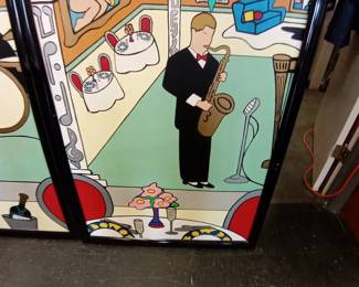 large oil on canvas unknown artist but it is signed, and one is marked on back who it was commissioned for by artist 