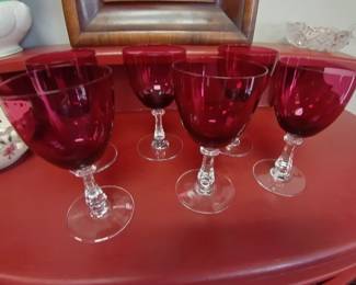 cranberry stemware 