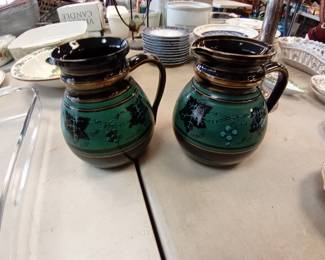 vintage glazed Terra cotta pitchers 