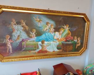 Awesome large framed. cherub print