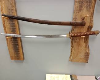 Shin Gunto WW2 Japanese officer sword, used by Japanese Army from 1935-1945, inscription is Nakago more research is being done to identify maker should have full name by start of sale. 
