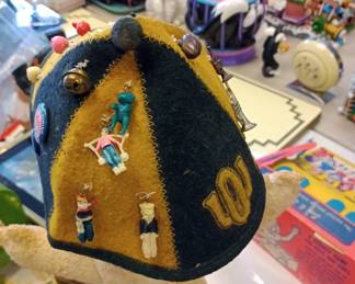 1940s felt beanie. With goodies