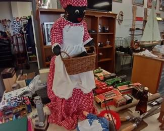 large Bla-- American- doll on stand 