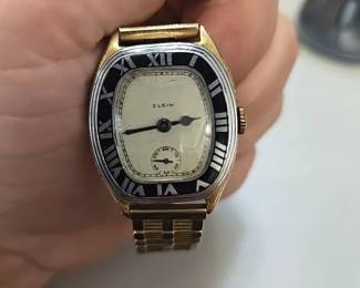 Elgin art deco vintage men's watch 14kgold filled center 