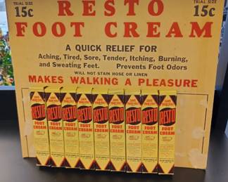 awesome vintage resto foot cream store display 