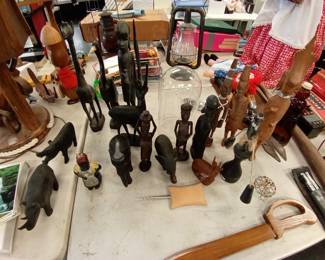 hand carved rhinos and other 