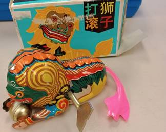vintage tin wind-up toy with original box 