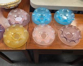 Mid century modern 1960s Italian colony waffle press pattern bowls and plates 