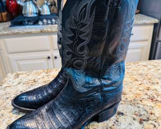 Men's Size 12M Black Jack Caiman Belly 7-Toe Exotic Cowboy Boots