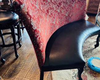 Curved Leather & Upholstered Dining Banquette :: $100