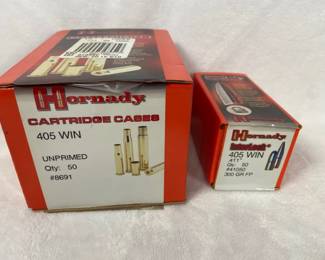 Hornady .405 WIN 300 Grain FP Reloading Bullets Unprimed Cartridge Cases