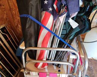 Camp Chairs, Tables, Table Umbrella, Nice Deck Chair