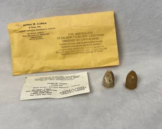 012 Two Civil War Bullets 58 Caliber