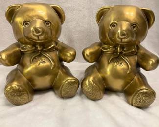 Vintage Brass Wuv Me Teddy Bear Bookends