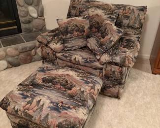 Large Double Chair With Ottoman