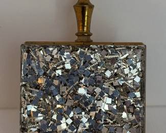 Vintage Mini Ashtray, Leather Shell Case, Magnifying Glass Cigarette Case