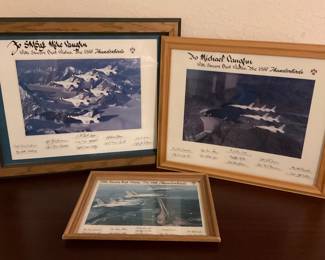Three Signed USAF Thunderbirds Framed Pictures