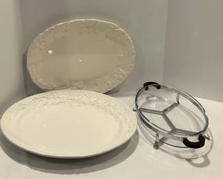 Large Serving Platters Pyrex Oval Dish with Metal Stand