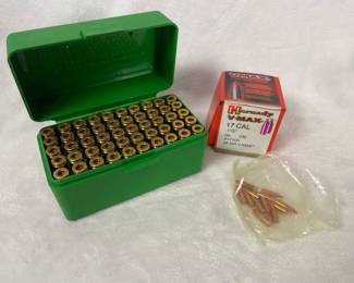 Unprimed 17 Remington Brass Hornady 17 Cal. 25 Grain VMax Bullets