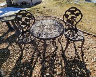 Cast Iron Table Two Chairs