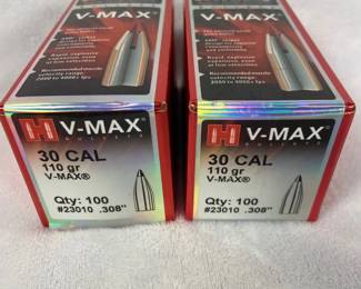 Hornady VMax 30 Cal 110 Grain Reloading Bullets
