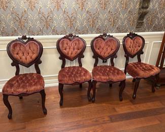 Four Heart back mahogany chairs, excellent condition