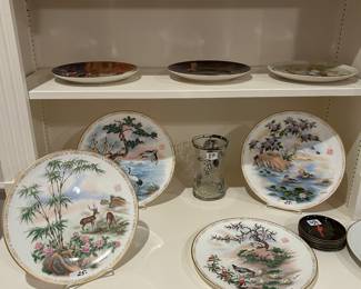 Beautiful large hand painted Asian plates
