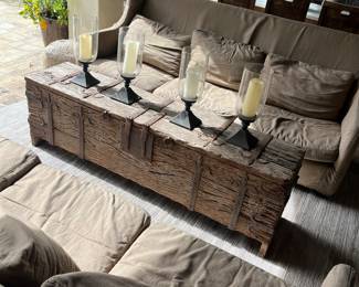 Long wood trunk coffee table
L 71 1/2 x W 16” x H 22”