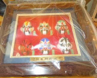 Chinese Beijing Opera Theater Mini Mask in Shadow Box Frame