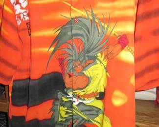 Anime Japanese Samurai Sword Graphic Button Up Men's Shirt