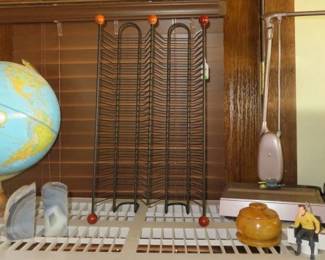 Vintage Tabletop Globe, Metal CD Holder